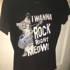 A fun kids shirt with a rockstar cat